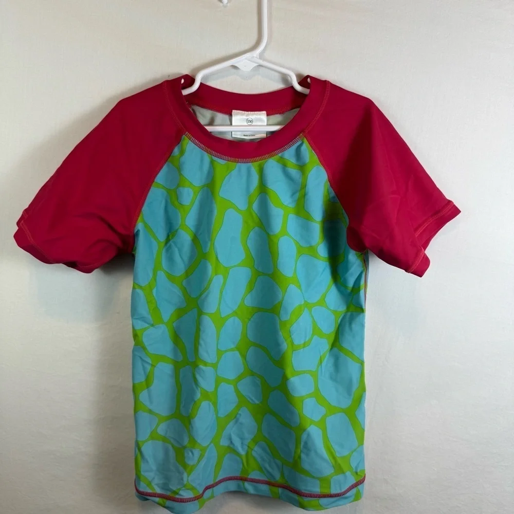 Hanna Andersson Red Green Blue Short Sleeve Rash Guard Kids Size 12